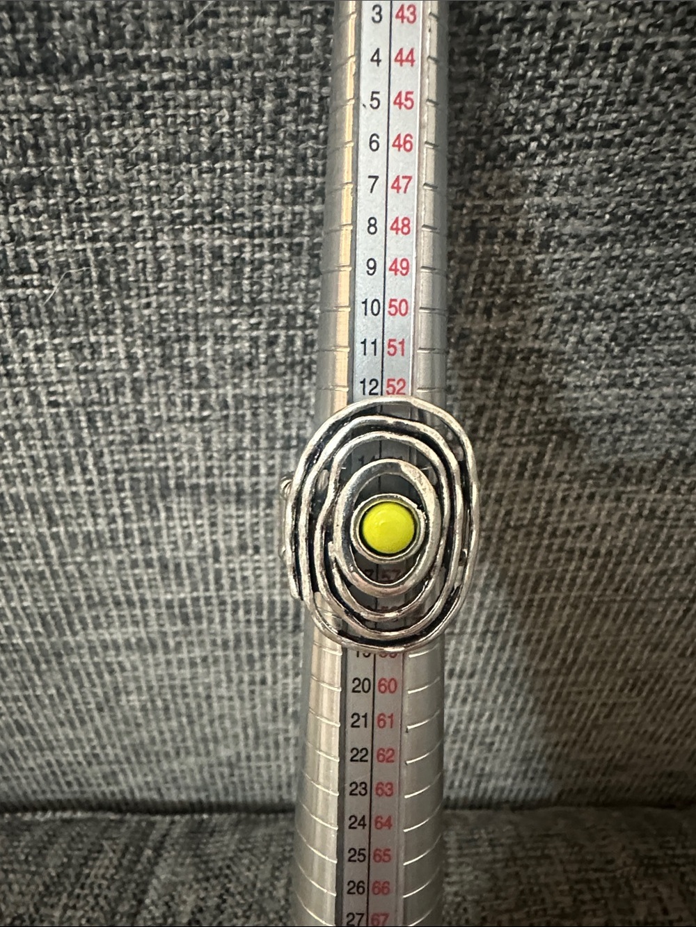 paparazzi Silver-Tone Concentric Ring with Yellow Cabochon